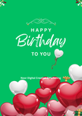 Birthday Card with Hearts Vol. 4 — Printable Design